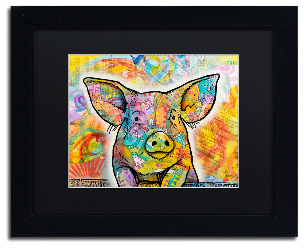 Dean Russo 'The Pig' Art, Black Frame, Black Mat, 14x11
