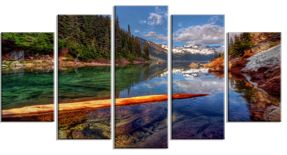 Floating Lake in Mountain Lake, Large Landscape Canvas Print, 60"x32", 5 Panels