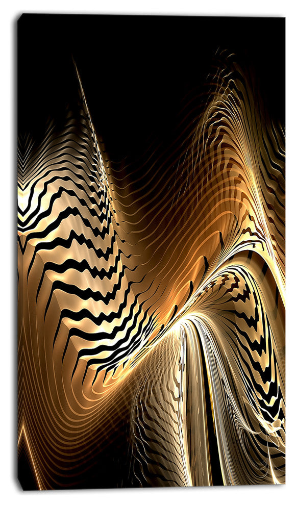 Brown Black Abstract Fractal Design, Large Abstract Canvas Art, 16"x32"