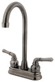 Kingston Brass Two-Handle 4" Centerset Bar Faucet, Black Stainless