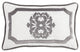 Oblong Linen Pillow With Velvet Embroidery, 16"x26", Gray