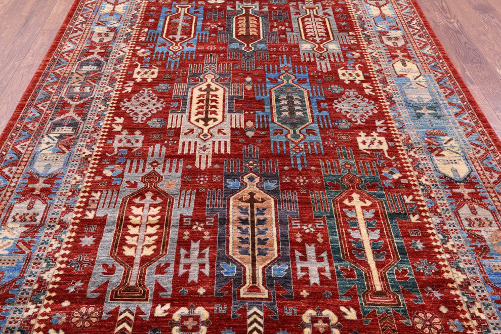 7' 0" X 10' 2" Tribal Fine Serapi Hand-Knotted Wool Rug - Q12206