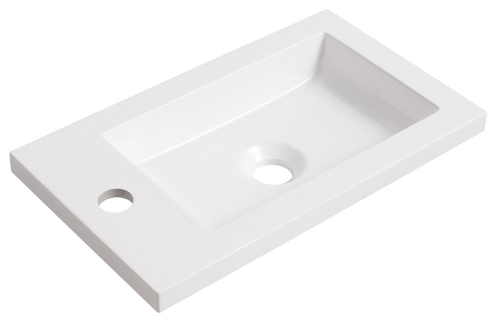 16" Plywood Wall Mounted Bath Vanity Set, Integrated Resin Sink