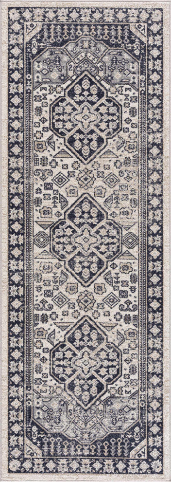 Hauteloom Cabacungan Cream & Gray Washable Area Rug, 2'7"x7'3" Runner