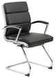 Elegant Office Chair, Chrome Plated Frame & Unique Channeled Mid Back, Black