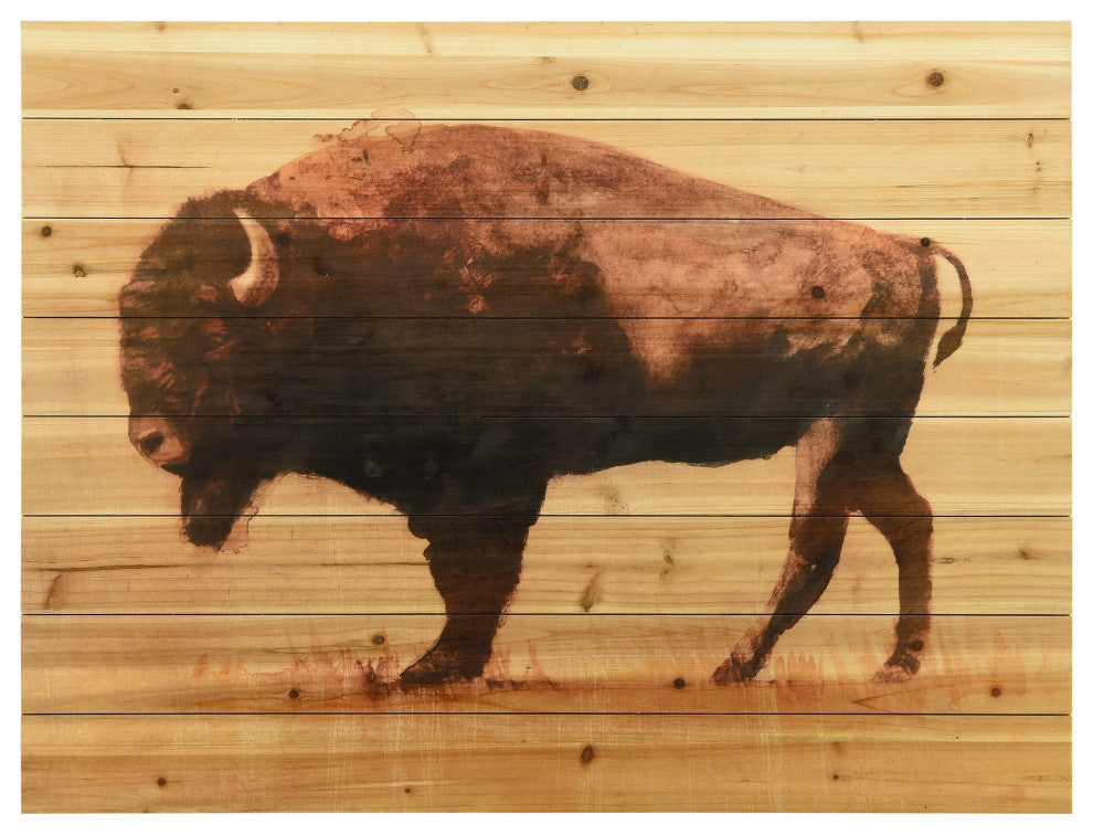 "Roam I" Bison Wall Art Digital Print on Solid Wood