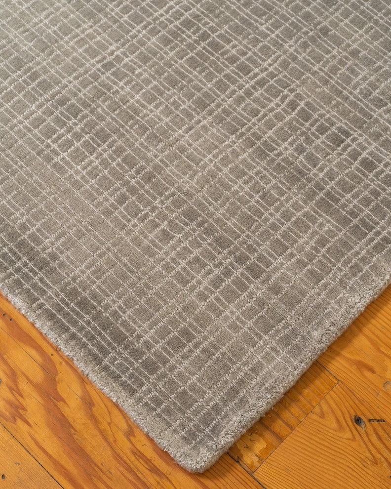 Adonis Hand-Loomed Durable Viscose Contemporary Area Rug Carpet, Grey, 5' X 8'