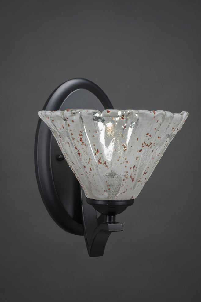 Zilo Wall Sconce, Matte Black, 7" Italian Ice Glass