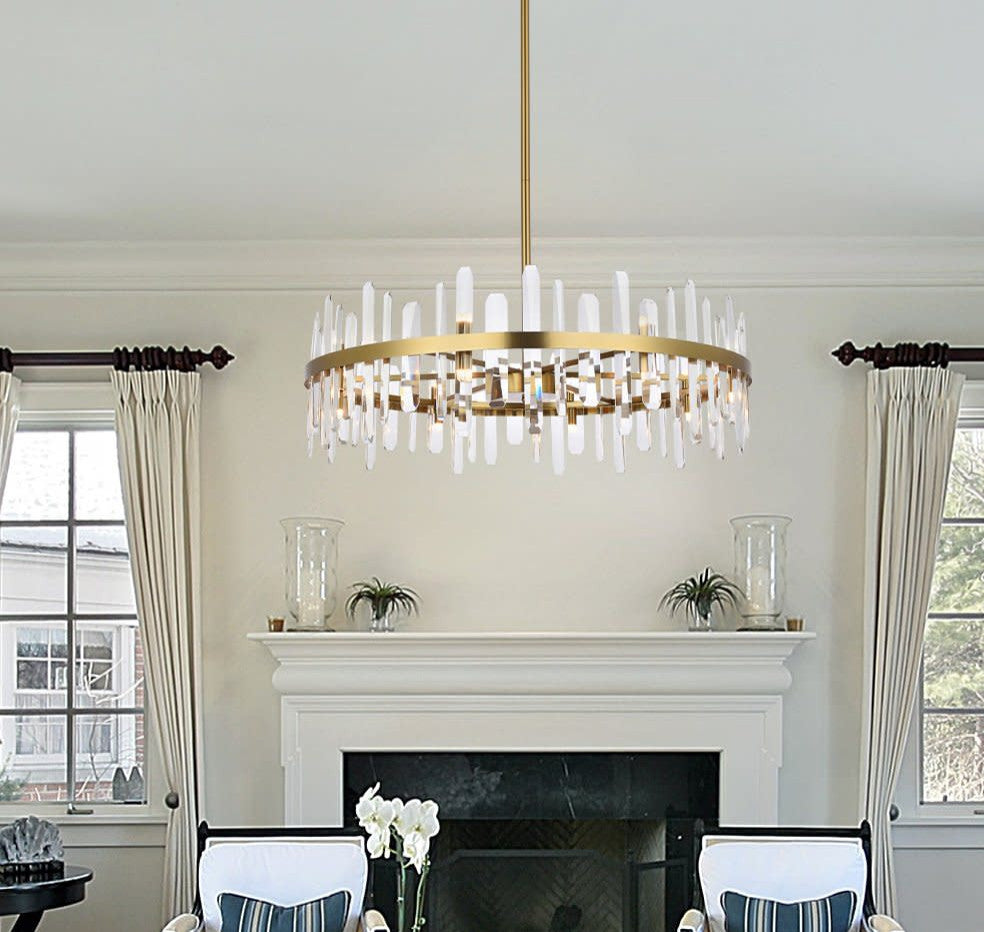 Elegant Lighting 2200D36 Serena 16 Light 36"W Crystal Drum - Satin Gold
