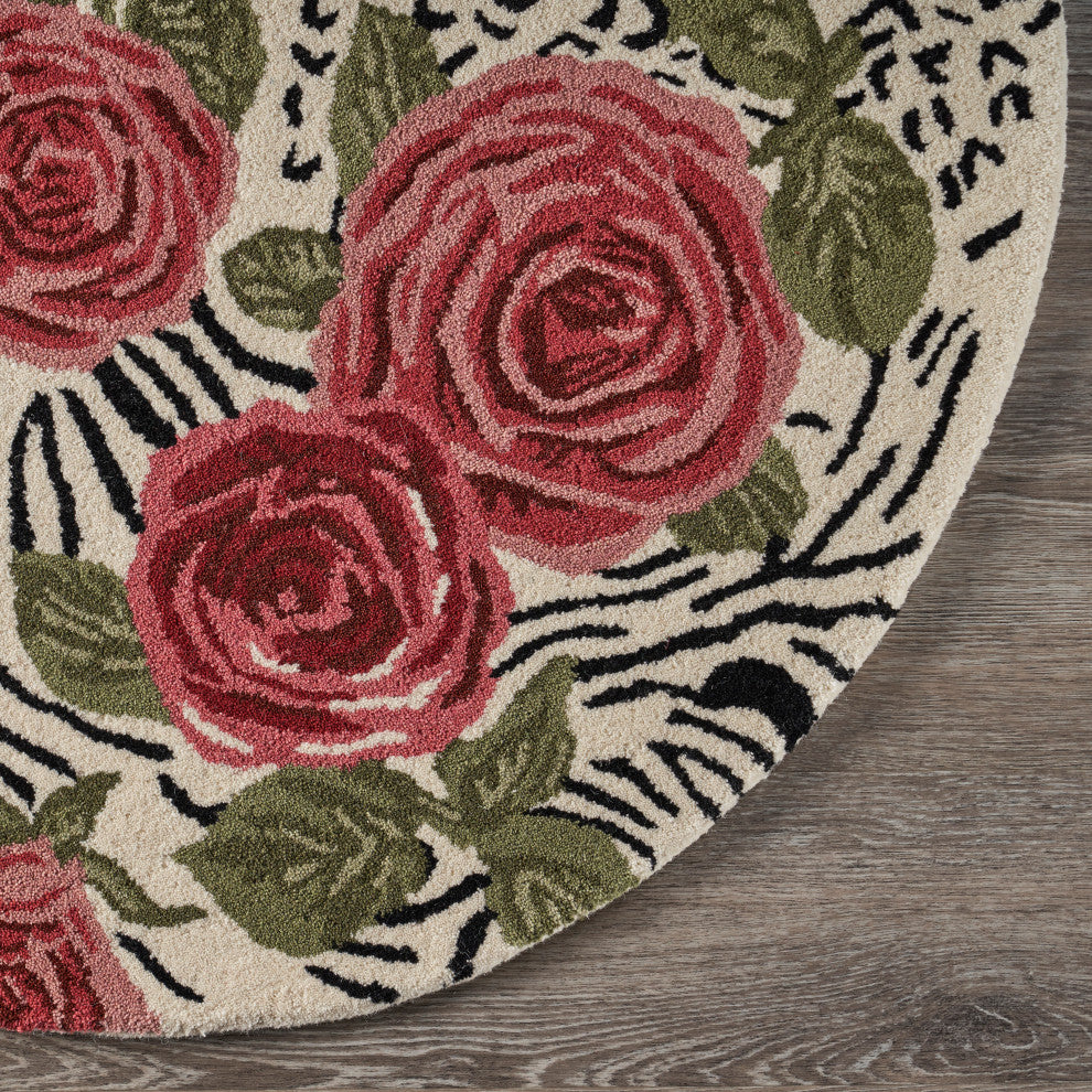 Rose Garden Safari Area Rug, 4' Round