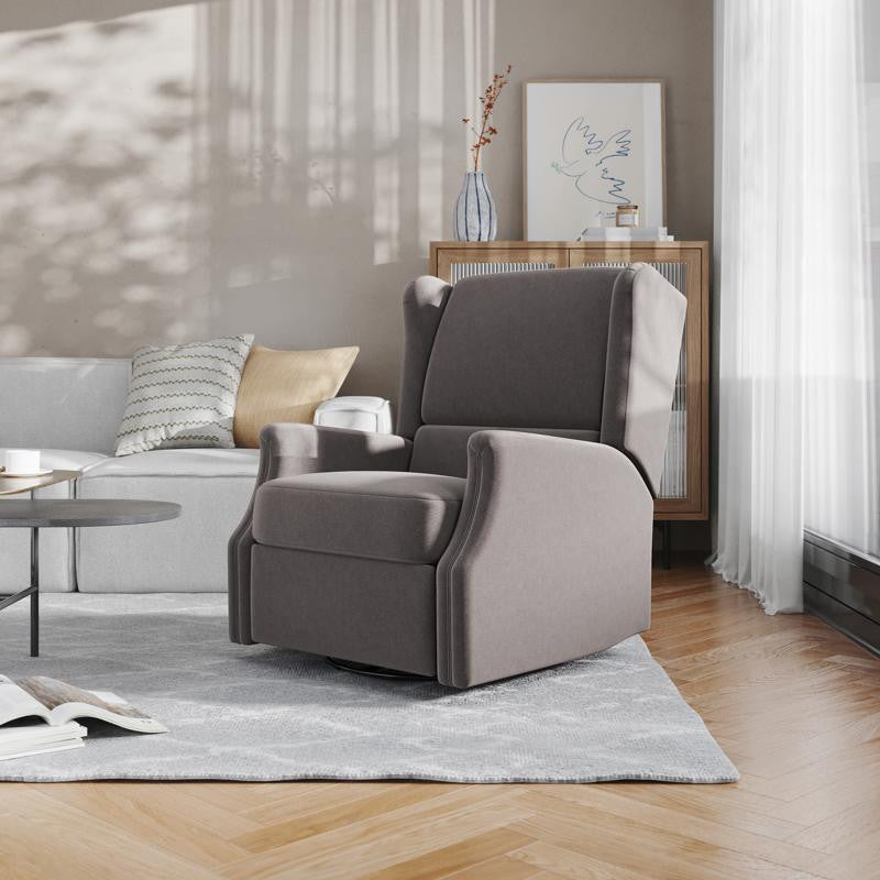 Omma Swivel Wingback Recliner Glider Rocker Recliner, Dark Gray