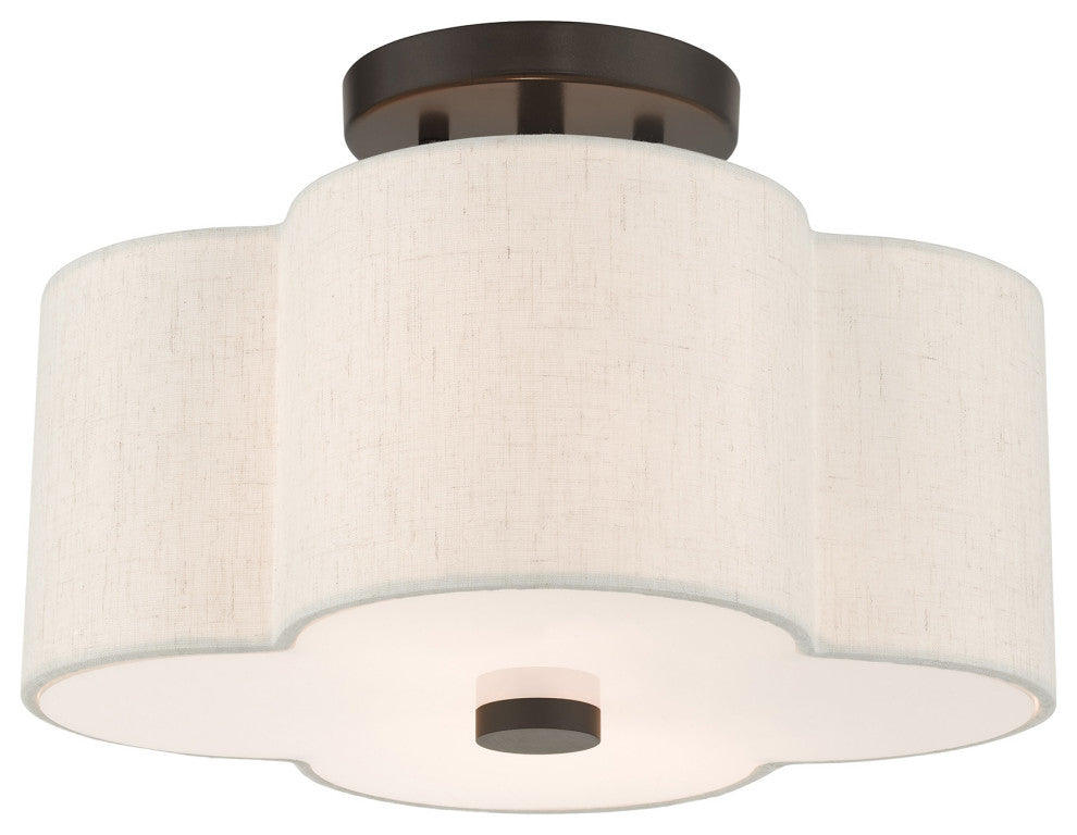 English Bronze French Country, Floral, Transitional, Semi Flush