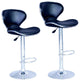 Swivel Adjustable Pu Bar Stool in Black, Set of 2