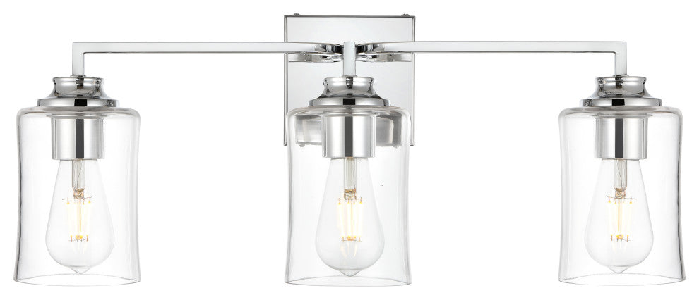 3 Light Chrome And Clear Bath Sconce
