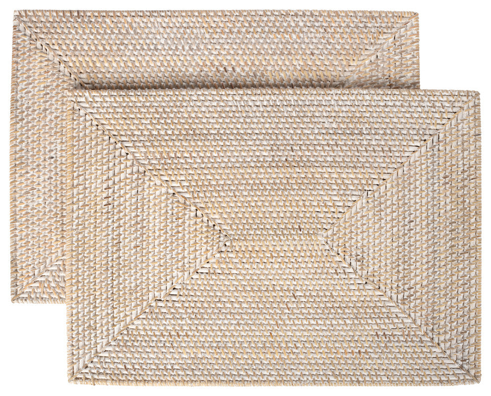 Loma Rattan Rectangular Placemat, Set of 2 Pieces, Latte