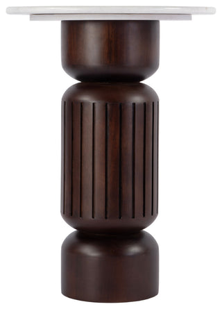 Nala 17" W Round Marble and Wood Side Table