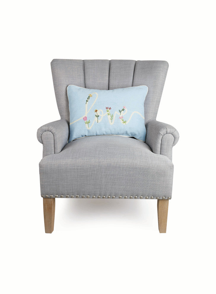 Floral Love Cord Embroidered Pillow
