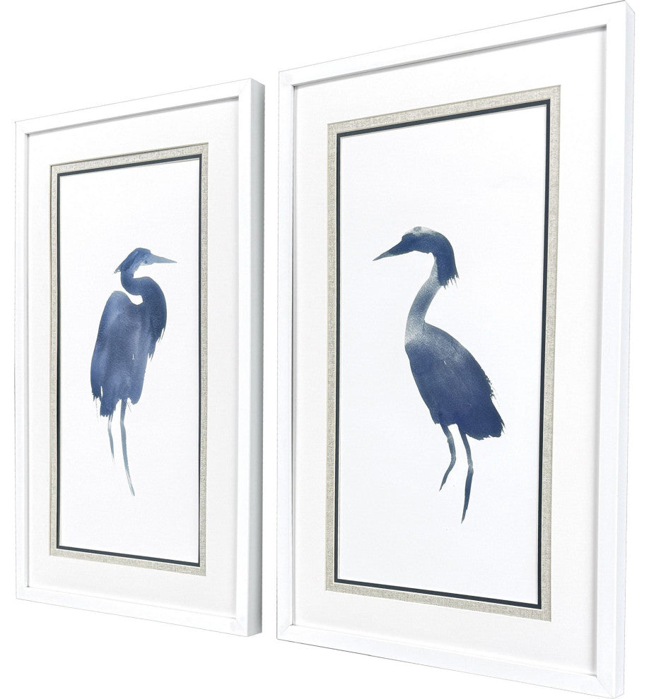 Heron in Blue Framed Art, 2-Piece Set