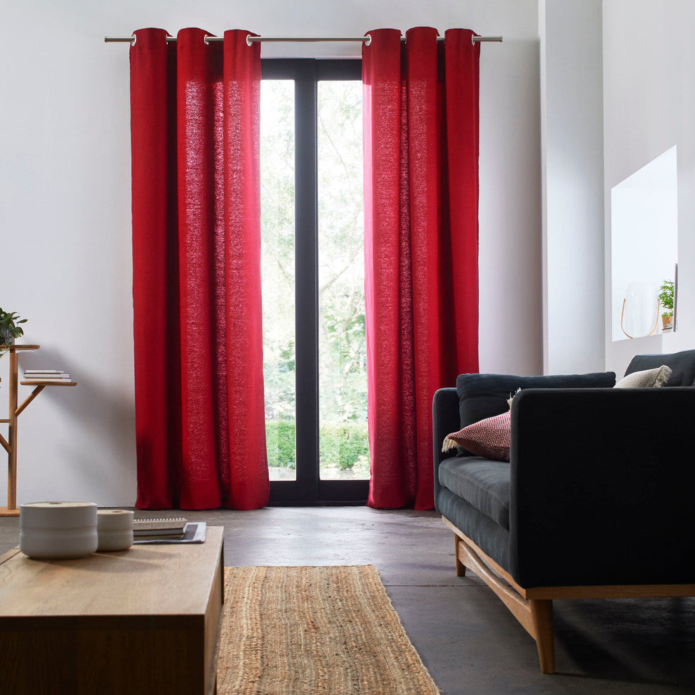 Aubin Eyelet Curtain, Red, 79"x110"
