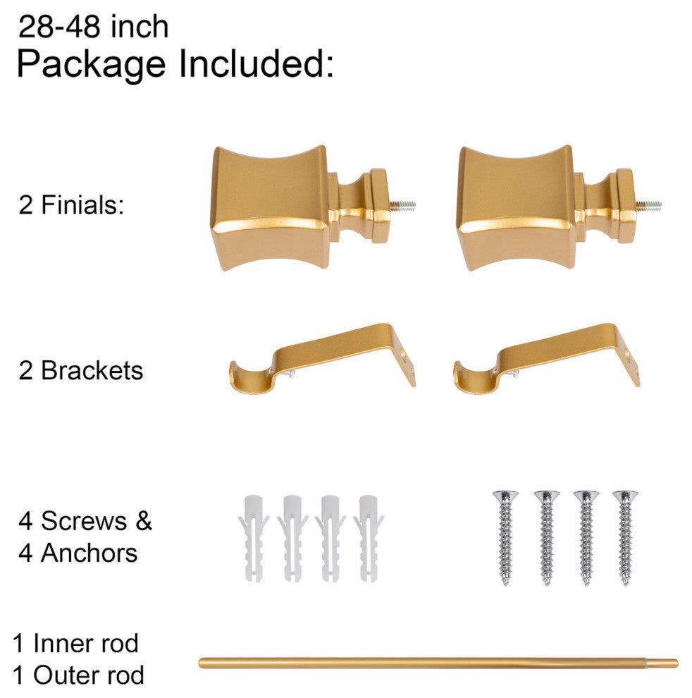 UTOPIA ALLEY 3/4 Inch Curtain Rod - Curtain Rods For Windows, Gold, 28"-48"