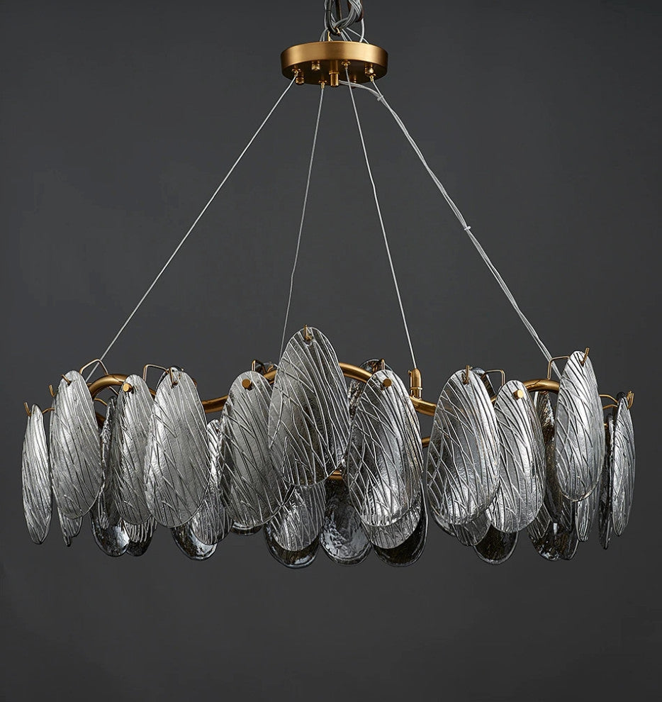Zafferana Etnea | Round Smoke Gray Crystal Chandelier for Bedroom, Gray, 17"