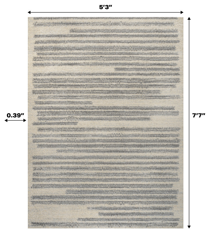 Khalil Modern Berber Stripe Cream/Gray 5 ft. x 8 ft. Area Rug