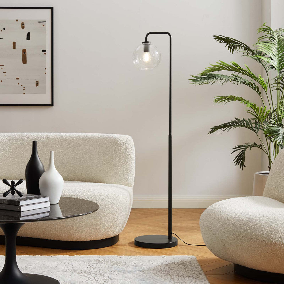 Silo Glass Globe Glass and Metal Floor Lamp, Black