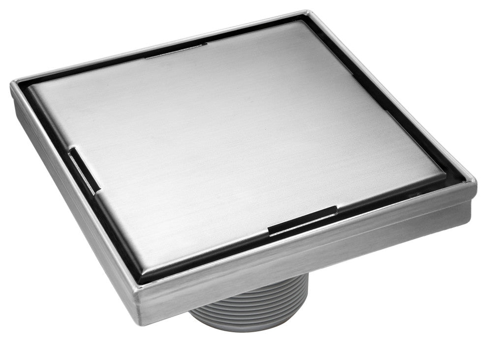 HEATGENE Square Shower Drain With Flat Cove, Brush, 6"