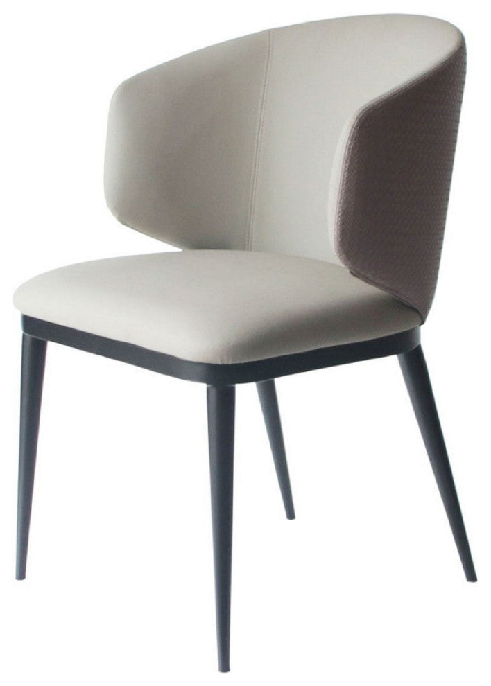 Benzara BM279352 23" Dining Armchair Curved Padded Back Vegan Leather, Beige