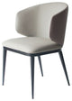 Benzara BM279352 23" Dining Armchair Curved Padded Back Vegan Leather, Beige