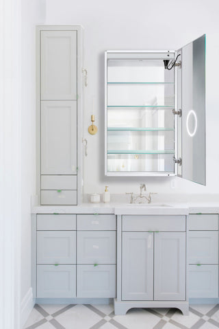 24"x42" Recessed Or Surface Mount Medicine Cabinet 4 Shelves, LED, Right