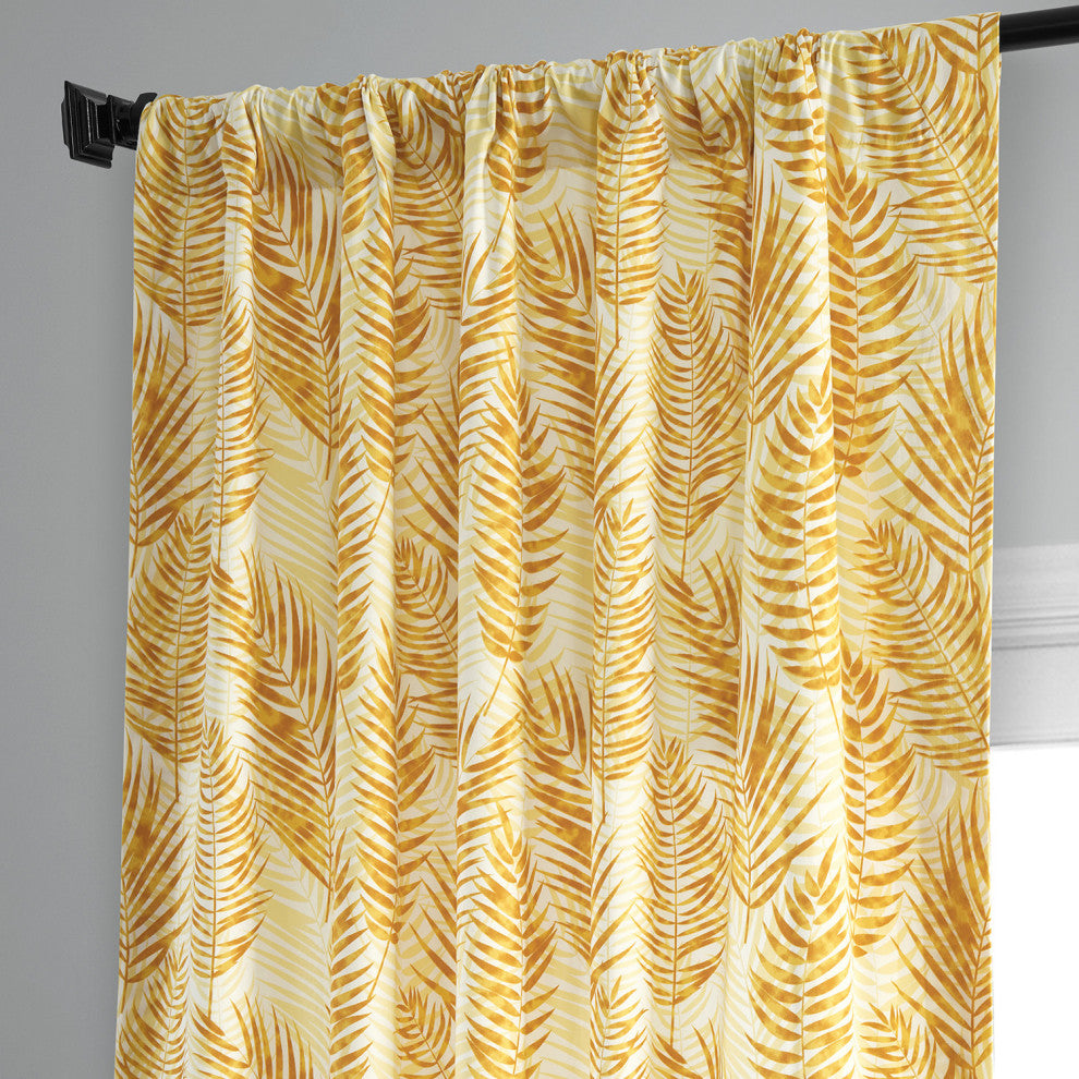 Kupala Printed Cotton Curtain Single Panel, Kupala Eternal Gold, 50wx108l
