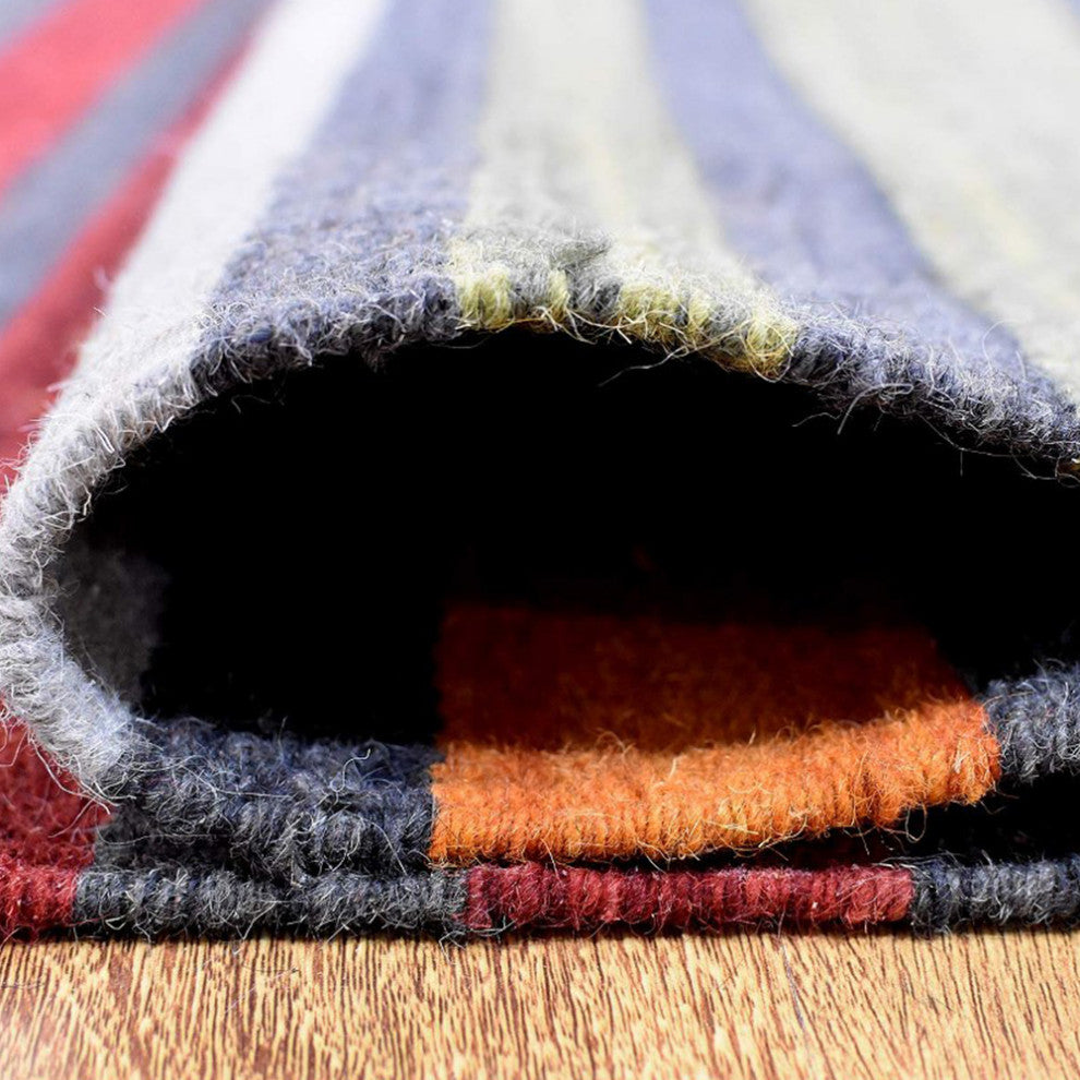 HAND WOVEN FLAT WEAVE KILIM WOOL ECO-FRIENDLY AREA RUGS-Contemporary,Multicolor