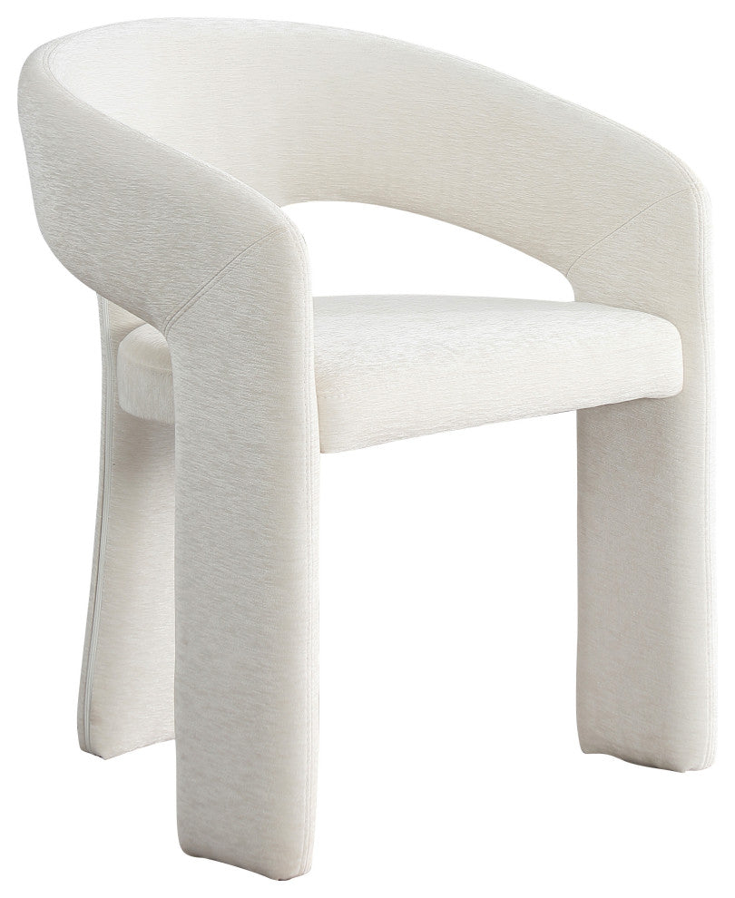 Rendition Plush Fabric Upholstered Dining Chair, Cream, Set of 2