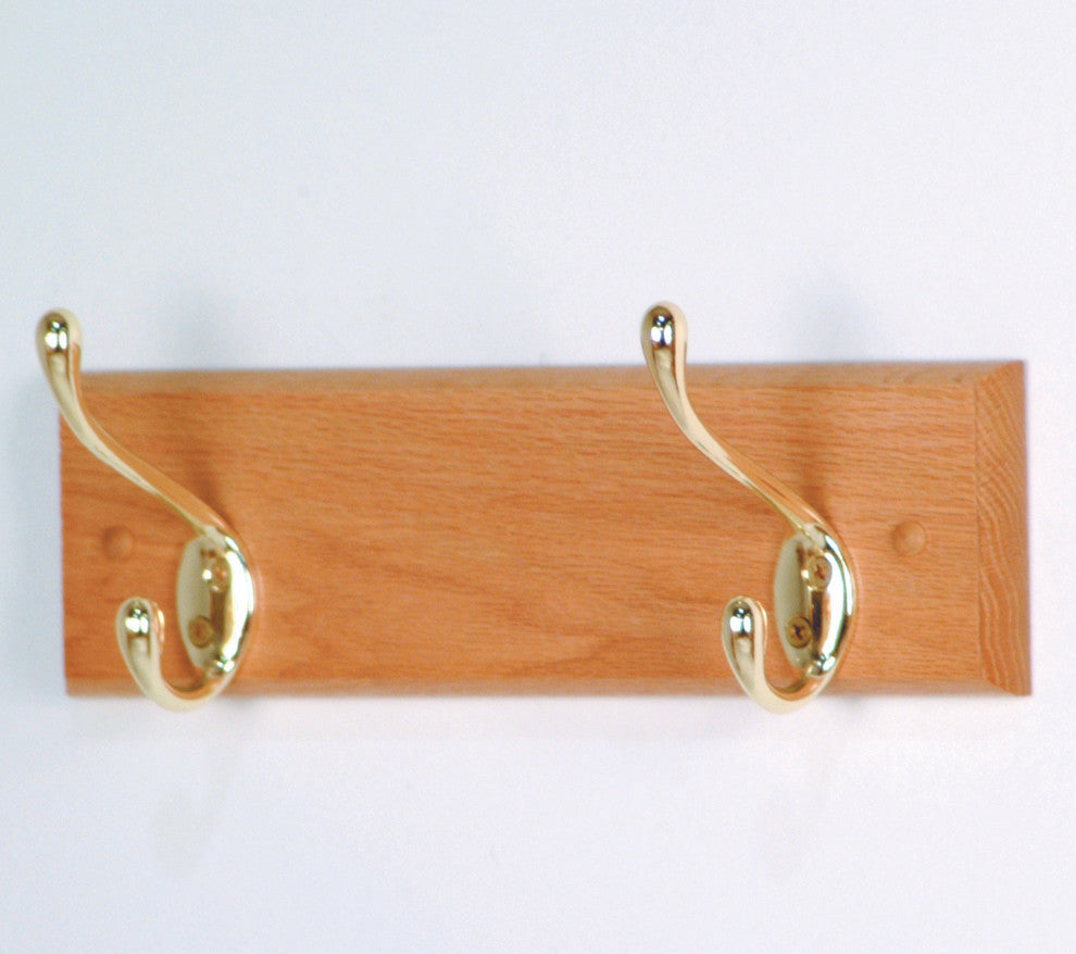 2 Hook Coat Rack, Light Oak