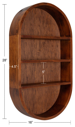 Hutton Wood Capsule Wall Shelf, Walnut Brown, 16x28