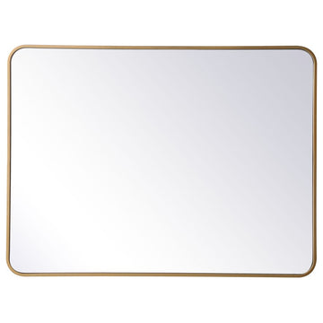 Elegant MR803040BR Soft Corner Metal Rectangular Mirror 30X40", Brass