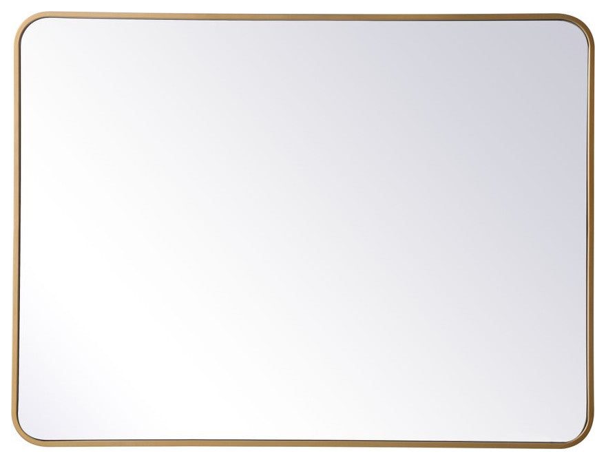 Elegant MR803040BR Soft Corner Metal Rectangular Mirror 30X40", Brass