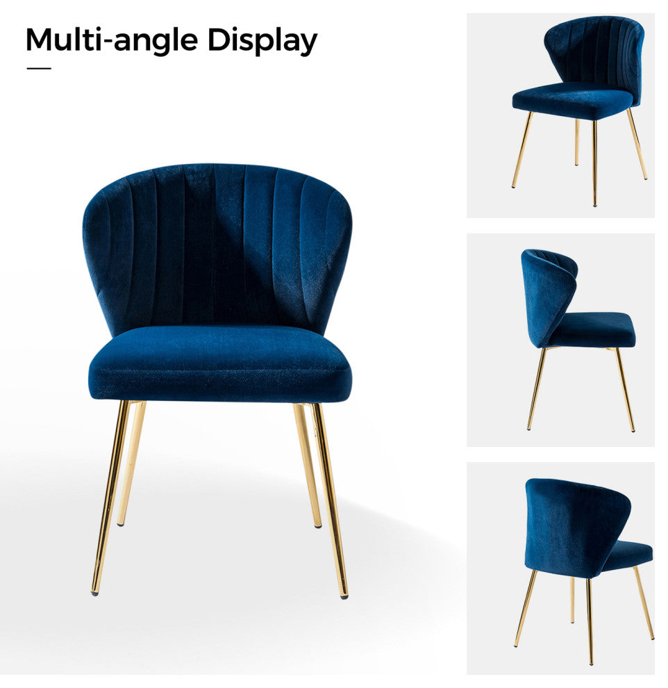 Luna Contemporary Side Chair With Tufted Back, Navy