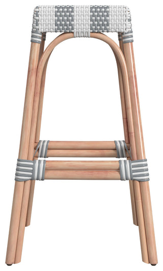 Tobias 30" Rectangular Rattan Barstool, Gray Stripe