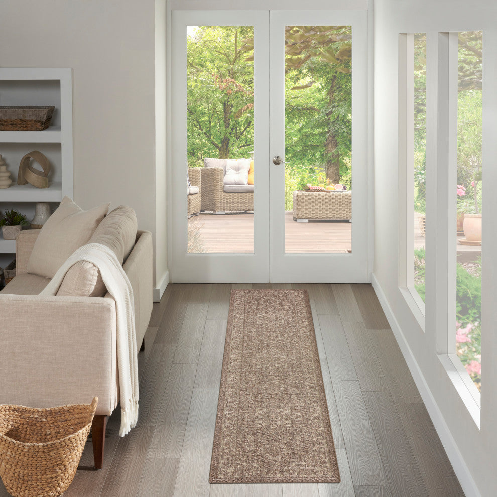Nourison Tulum 2'2" x 8' Brown Outdoor Rug