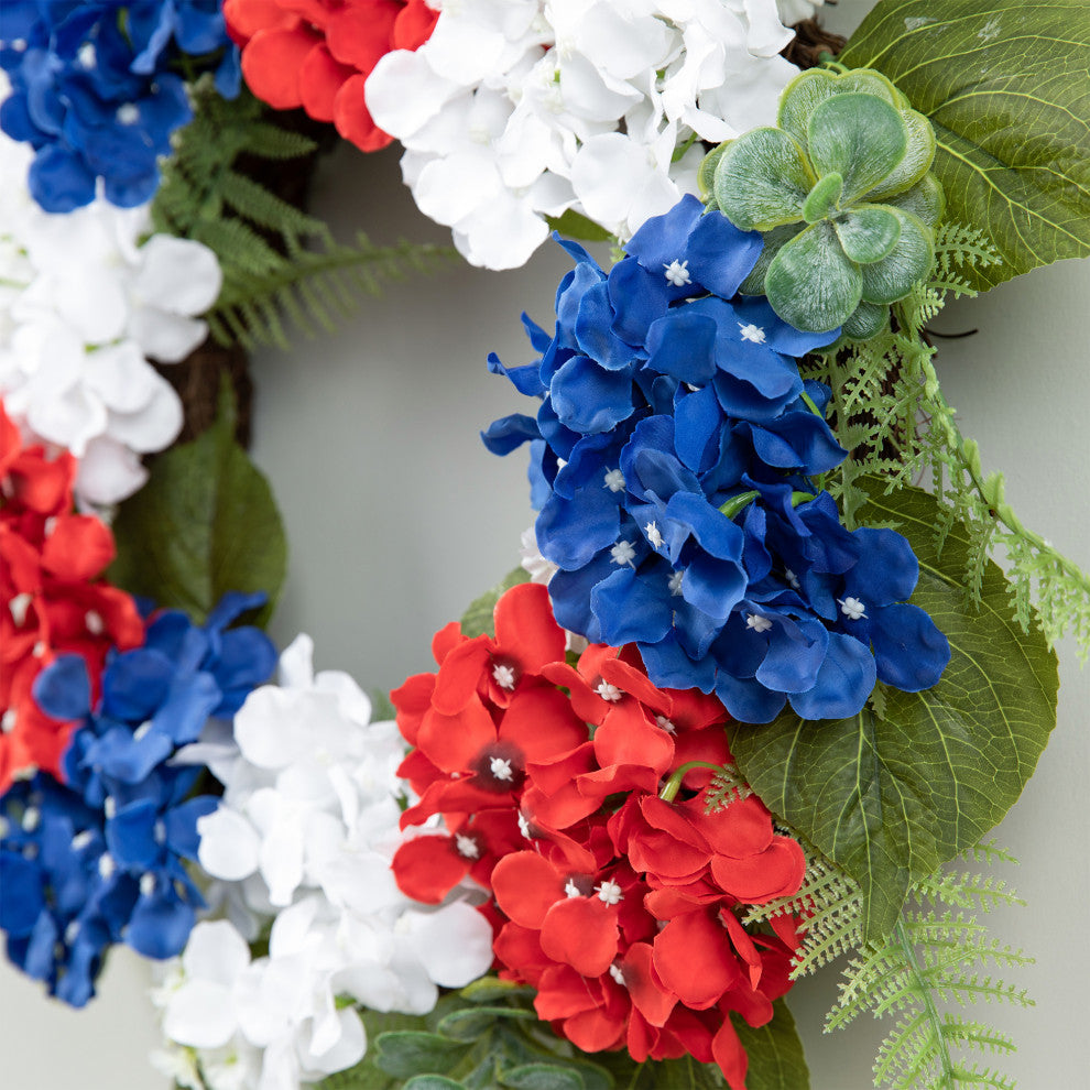 22"D Patriotic/Americana Hydrangea Wreath