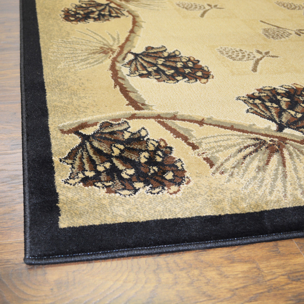 Lodge King Pine Bluff Rustic Pine Cone Area Rug, 7''10"x9''10"