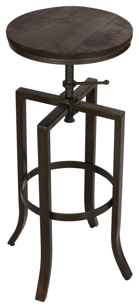 Bare Decor Dartanyan Solid Wood Adjustable Height Counter Stool, Brown 14" Seat
