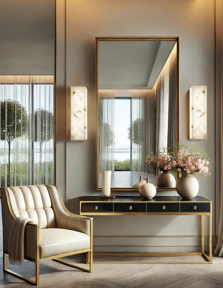 LumenAria Medley 17" LED ADA Wall Sconce Faux Alabaster Shade