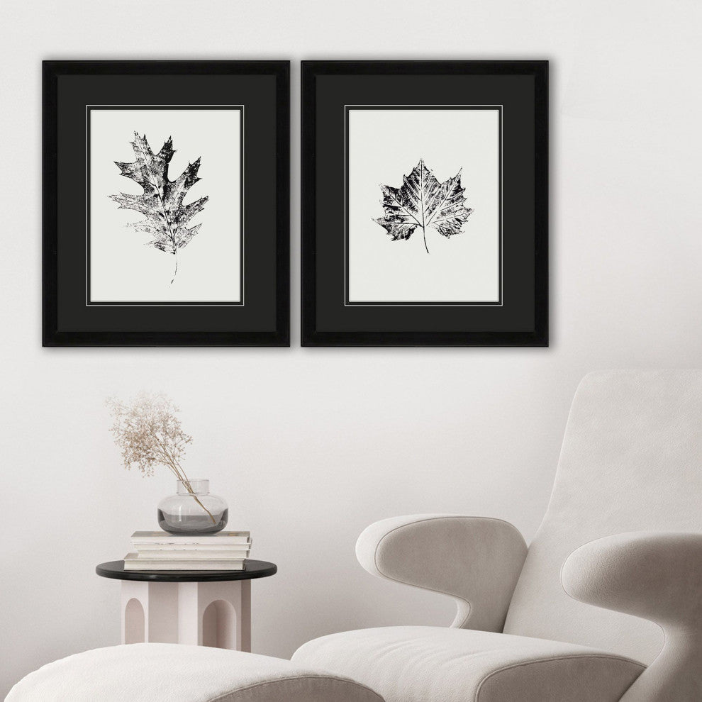 Black Print Leaf II Framed Art, 2-Piece Set