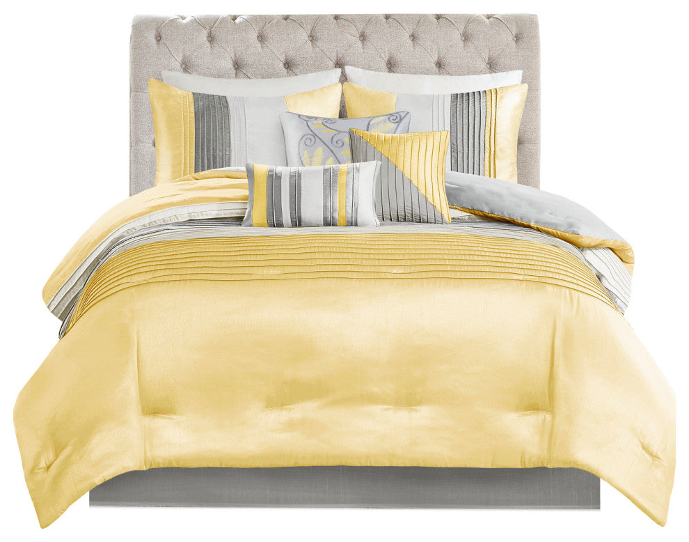 Madison Park Amherst 7 Piece Comforter Set, Yellow