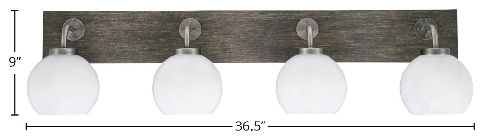 Oxbridge, Bath Bar, Graphite & Painted Distressed Wood-look, 5.75" White Marble