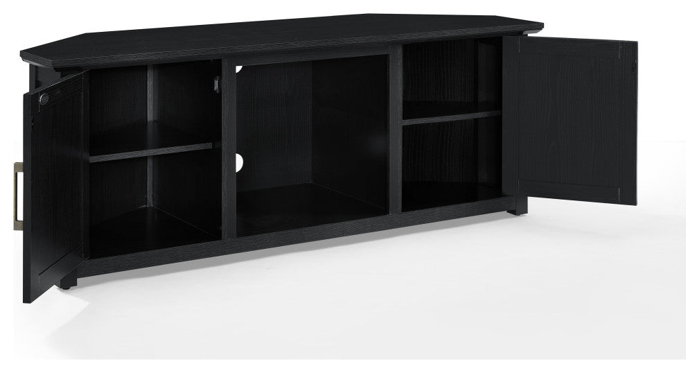 Camden 58" Corner TV Stand With Fireplace Black