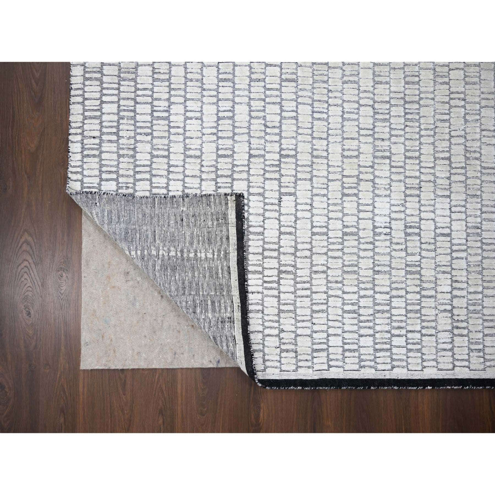 Ivory Wool and Silk Hand Loomed Modern Oversized Oriental Rug 12'2"x14'11"